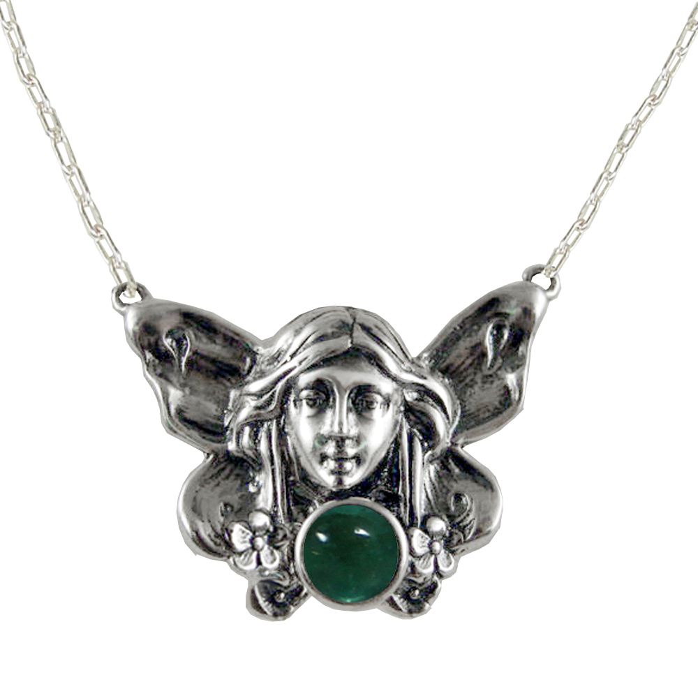 Sterling Silver Victorian Winged Fairy Necklace With Fluorite